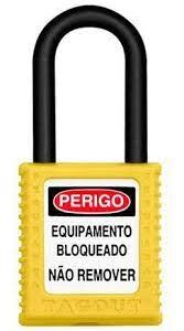 CADEADO BLOQUEIO PLASTICO AMARELO HASTE PLÁSTICA